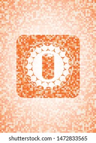 soda can icon inside orange tile background illustration. Square geometric mosaic seamless pattern with emblem inside.