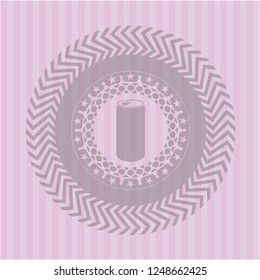 soda can icon inside pink emblem. Retro