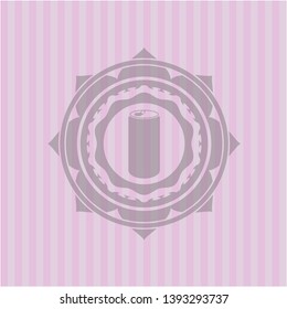 soda can icon inside pink emblem