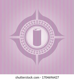 soda can icon inside pink emblem. Retro. Amazing desing. 