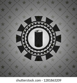 soda can icon inside realistic dark emblem