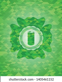 soda can icon inside realistic green mosaic emblem