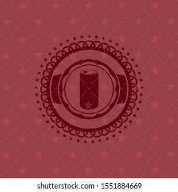 soda can icon inside realistic red emblem