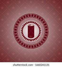 soda can icon inside realistic red emblem