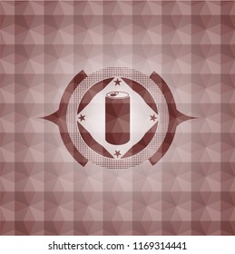 soda can icon inside red geometric badge. Seamless.
