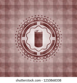 soda can icon inside red geometric badge. Seamless.