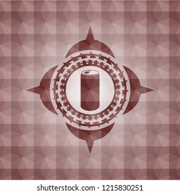 soda can icon inside red seamless geometric emblem.