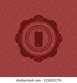 soda can icon inside red emblem. Vintage.