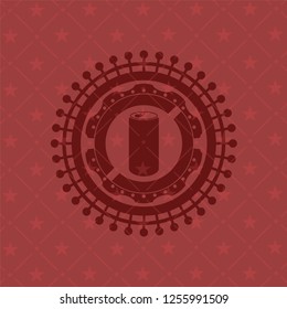 soda can icon inside red emblem. Retro
