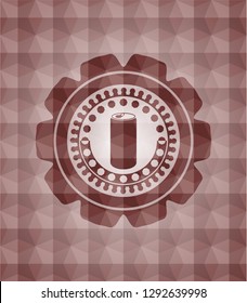 soda can icon inside red seamless polygonal badge.