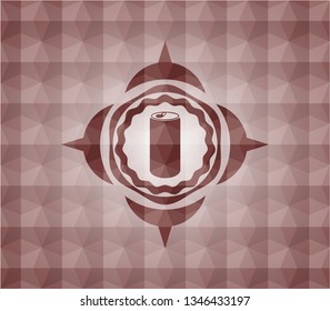 soda can icon inside red emblem with geometric background. Seamless.