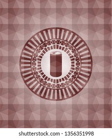 soda can icon inside red badge with geometric pattern. Seamless.