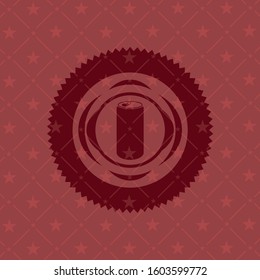 soda can icon inside red emblem. Vintage.
