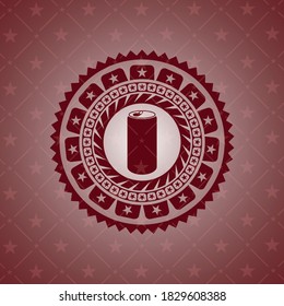 soda can icon inside red emblem. Retro. 