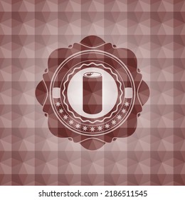 Soda kann Symbol in rotem, nahtlosen Abzeichen mit geometrischem Muster. 