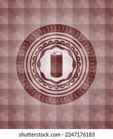 Soda kann Symbol in rotem polygonalem Abzeichen. Nahtlos. 