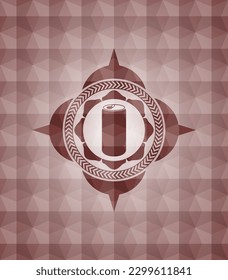 Soda kann in rotem, nahtlosem Emblem mit geometrischem Musterhintergrund Symbol sein. 