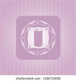 soda can icon inside retro style pink emblem