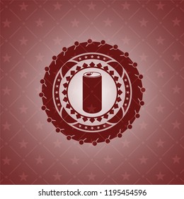 soda can icon inside retro red emblem