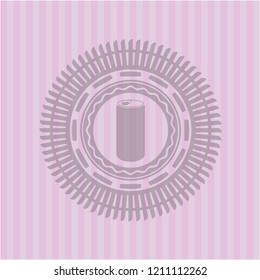 soda can icon inside retro style pink emblem