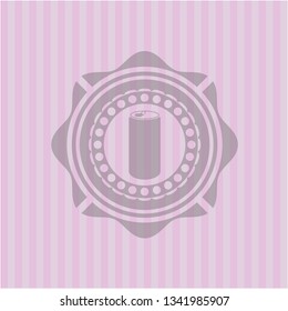 soda can icon inside retro style pink emblem