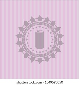 soda can icon inside retro style pink emblem