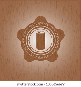soda can icon inside retro wood emblem
