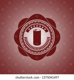 soda can icon inside retro style red emblem