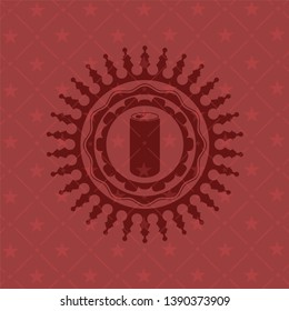 soda can icon inside retro red emblem