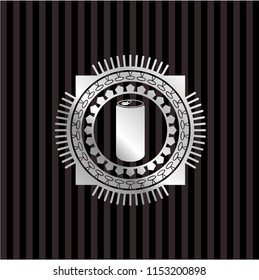soda can icon inside silver badge