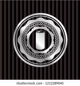 soda can icon inside silver shiny emblem
