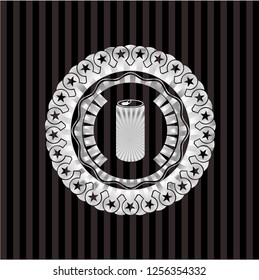 soda can icon inside silver emblem