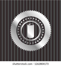 soda can icon inside silver shiny badge