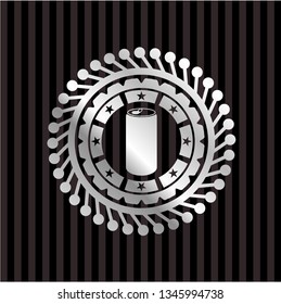 soda can icon inside silver shiny badge