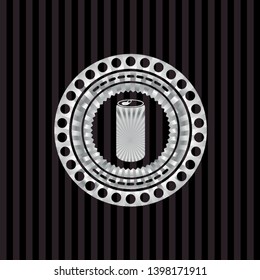 soda can icon inside silver shiny badge
