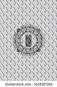 soda can icon inside silver badge. Scales pattern. Vector Illustration. Detailed.