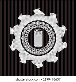 soda can icon inside silvery shiny badge