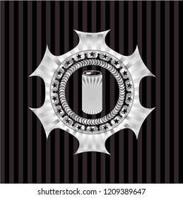 soda can icon inside silvery shiny emblem