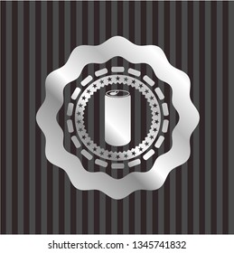soda can icon inside silvery shiny badge