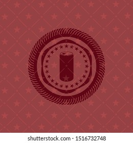 soda can icon inside vintage red emblem