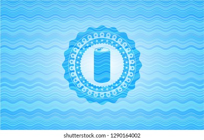 soda can icon inside water representation badge background.