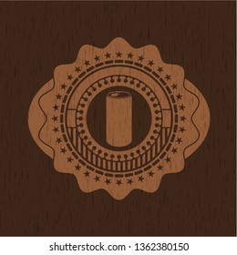 soda can icon inside wood emblem. Retro