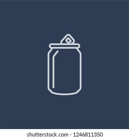 Soda can icon. Soda can linear design concept from Drinks collection. Simple element vector illustration on dark blue background.