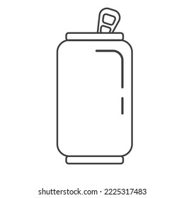 Soda can icon Linear logo of metal container with opener.