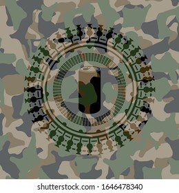 soda can icon on camo pattern