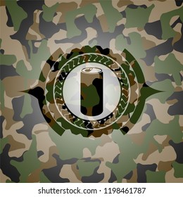 soda can icon on camouflage texture