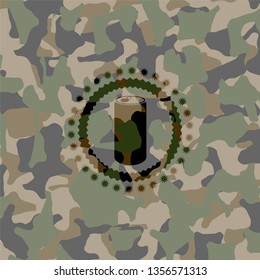 soda can icon on camouflage texture