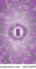 soda can icon on pink and purple camouflage texture