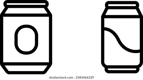 Soda Can Icon Sign – Beverage and Refreshment Vector Symbol Set