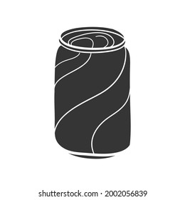 Soda Can Icon Silhouette Illustration. Drink Container Vector Graphic Pictogram Symbol Clip Art. Doodle Sketch Black Sign.